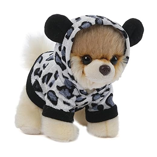 Peluches Boo by Gund, Peluche de perro Itty Bitty Boo con sudadera animal print, Enesco