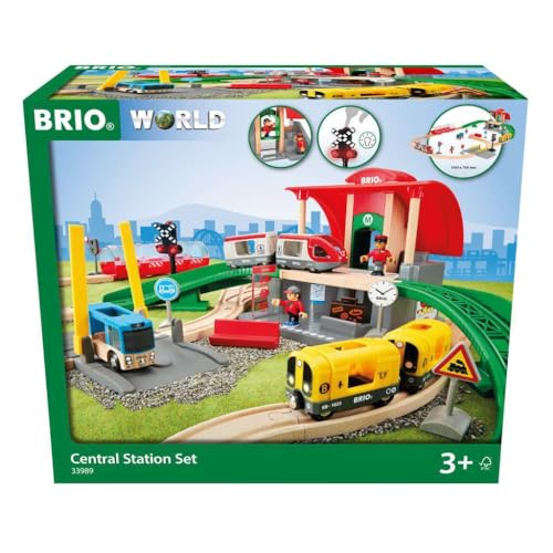 BRIO Central Station Set - Interactive Wooden Train Track Set | Kid-Engaging Design | Safety Certified | FSC-Certified Wood