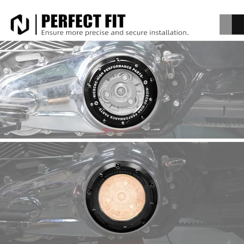 NICECNC Black LED Derby Cover Clutch Cover with Light Compatible with Harley Touring Models, fits 2007-later Touring and Trike Models, Replacement for 25700388/25700385/25700438, See Fitment by NICECNC - Image 2