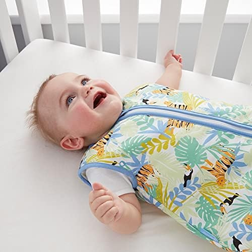 Grobag Baby Sleeping Bag Size 6-18 Months - 2.5 Tog Blue Tiger Tastic Design 100% Cotton Unisex Nursery Front Zip Opening Sleep Sack