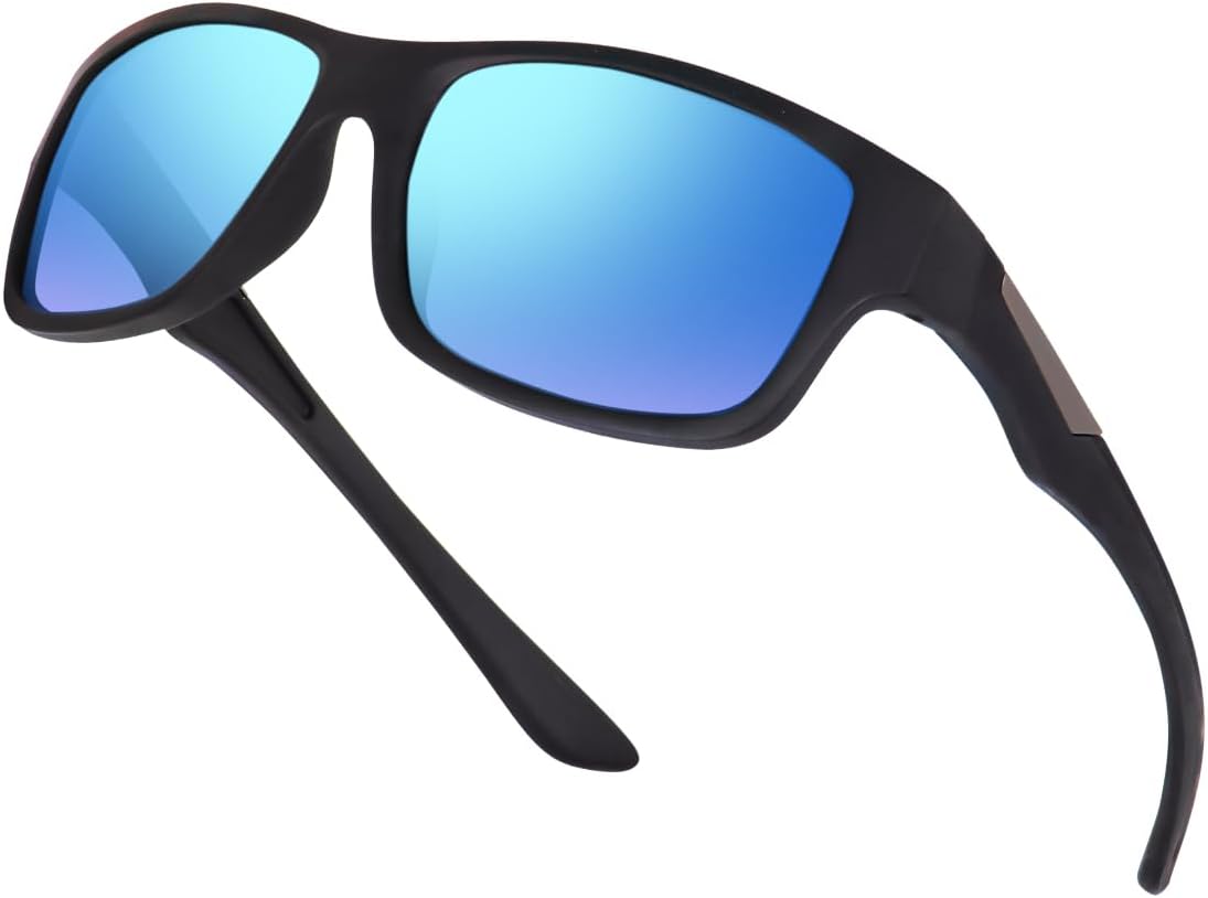 Sports Sunglasses for Men: UV400 Protection Glasses Womens Wrap Around Goggles for Driving Fishing