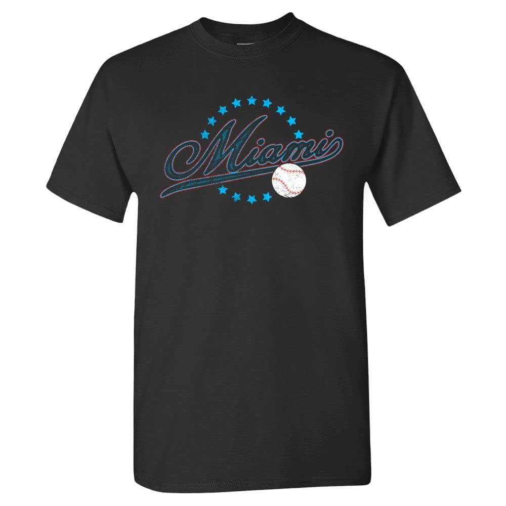 Pro Baseball Vintage Team Men's Retro Fan Apparel, Miami - Black Shirt, XXXXL — image 1