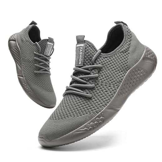 BUBUDENG Zapatillas de Deporte Hombres Running Zapatos para Correr Gimnasio Sneakers Deportivas Padel Transpirables Casual Montaña Gris EU 47