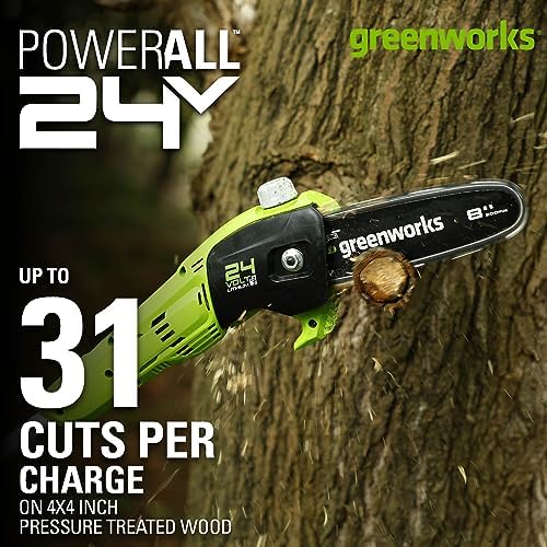 Image of Greenworks 24V 8 inch Cordless Polesaw (Great For Pruning and Trimming Branches / 125+ Compatible Tools), 2.0Ah Battery and Charger Included