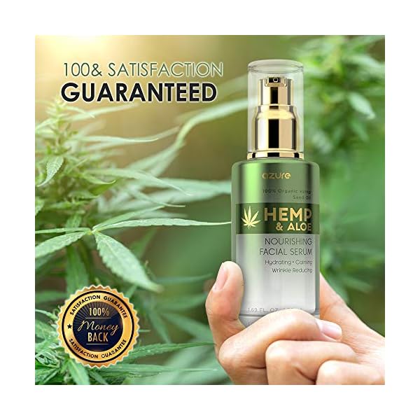 AZURE Hemp & Aloe Nourishing Facial Serum - Moisturizing, Calming & Revitalizing | Reduces Wrinkles, Fine Lines & Creases | Restores Dehydrated Skin | Made in Korea - 50mL / 1.69 fl.oz.