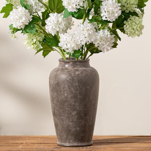Large Ceramic Rustic Vase, 11 Inch Tall Flower Vase Farmhouse
