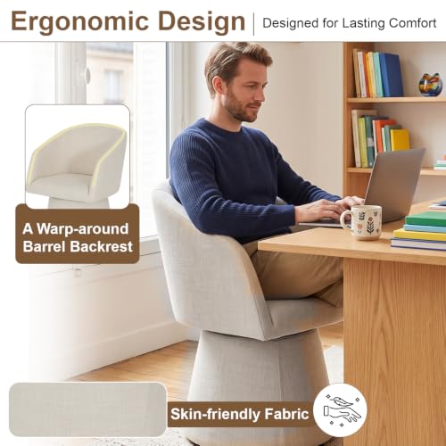 Rutherford Home Swivel Dining Chair Upholstered Barrel Chair Armrest,Beige by Rutherford Home - Used condition - Image 2