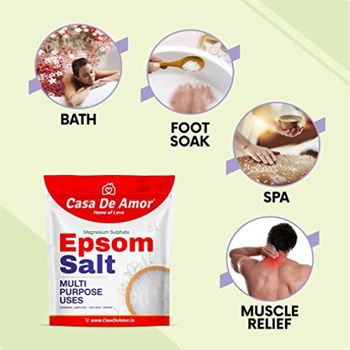 Casa De Amor Premium Epsom Salt for Soothe Muscles, Rejuvenate Skin, and Boost Plant Growth, Body to Soak, Refresh & Garden (900 gm) - Image 2