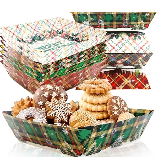 WorldBazaar 24Pcs Christmas Serving Trays Christmas Large Paper Plates Trays for Cookies Nacho Snack Serving Bowl Holiday Winter BBQ Party Supplies – Image 3