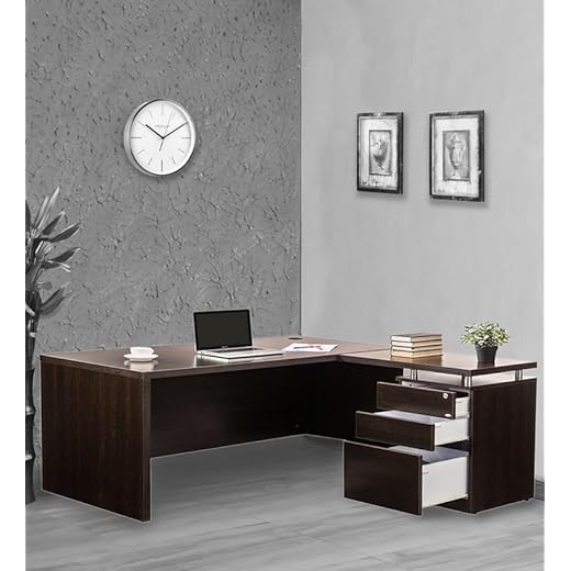 Directo L-Shape Office Desk Wenge Brown
