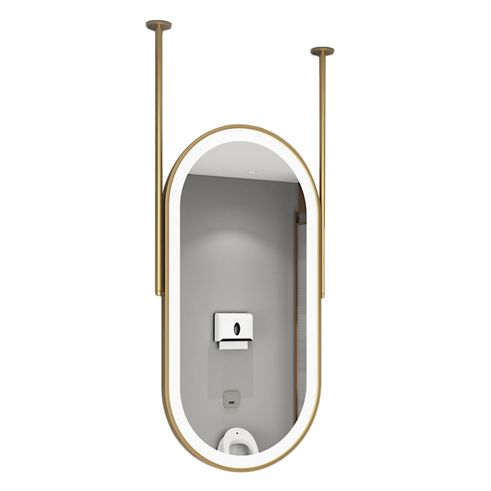SBCGFY Ceiling Hanging Mirror,Single-Sided Boom Mirror,Luminous Floating Makeup Vanity Mirror,Boom Can be Customized,for Home Entryway Decorative(Gold 90L x 60W cm)