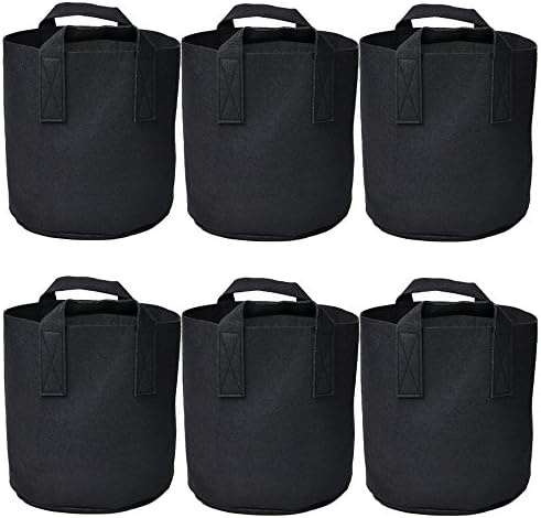 Ming Wei Garden Plant Bags / 6-Packs 5 Gallon Grow Bags/Aeration Fabric Pots/Handles (Black)