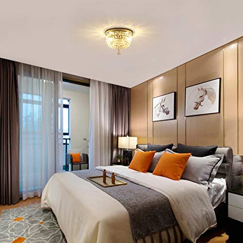 Sottae 2 Lights Mini Crystal Ceiling Light Fixture, Small Modern Closet Chandelier Elegant Chrome Ceiling Lighting Lamp For Bedroom Hallway Kitchen Dining Room Bathroom Entry,H8.3'' X D9.8 #TOP6