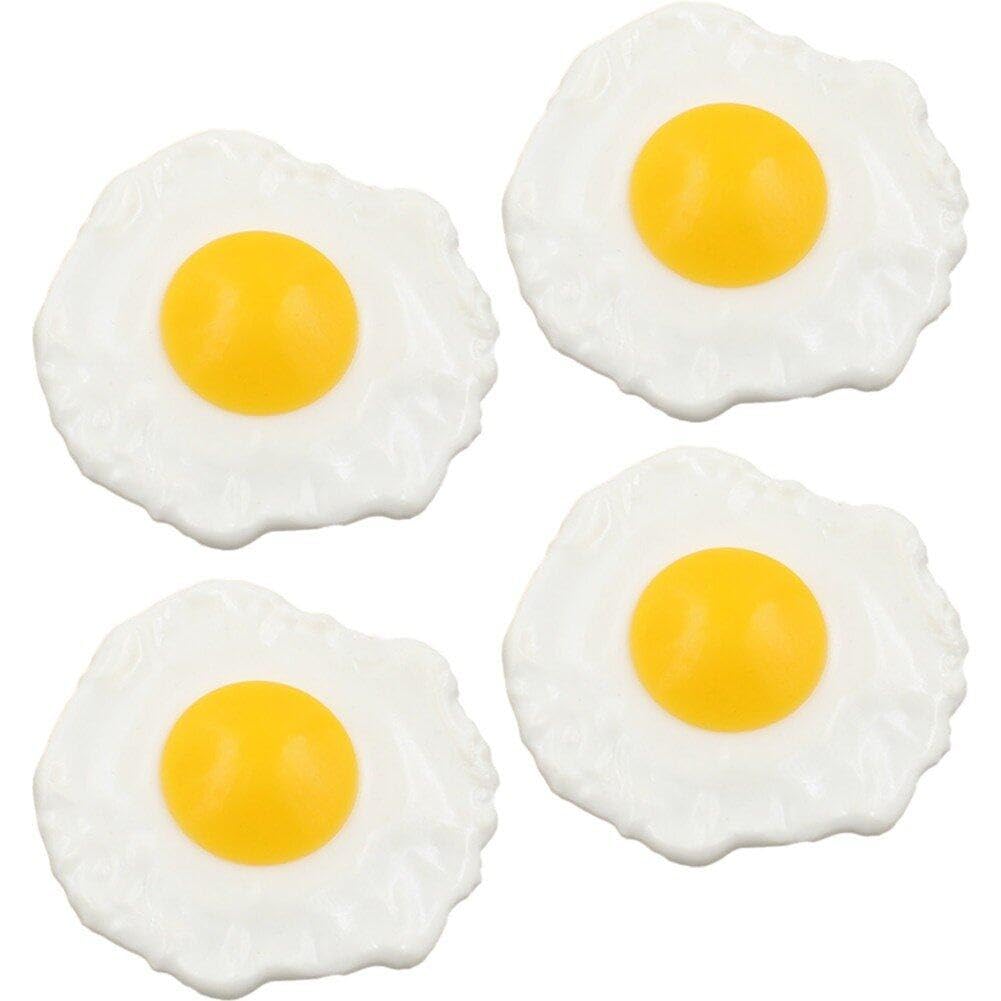 Lot De 4 œufs Au Plat Décoratifs En PVC - Modèle Réaliste Pour Déco Cuisine, Accessoire Photo, Jouet Enfant