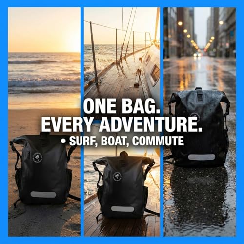 Image of Ho Stevie! 25L Waterproof Surf Backpack - Built For Adventure - Roll Top Closure Keeps Your Gear Dry In Bag