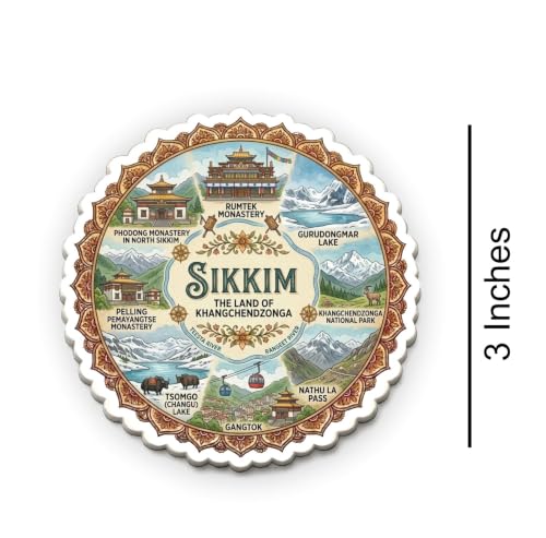 Image of Sikkim Textured Finish Acrylic Fridge Magnet - UV Texture Printed, Stylish Multicolor Magnet for Fridge, Wardrobe & Metal Surfaces, Pack of 1 (Sikkim)