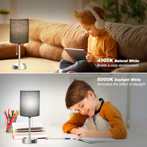 Image of Small Bedside Table Lamp for Bedroom - Desk Lamp with USB Ports for Dorm