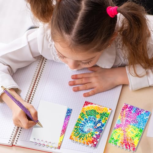 Image of Glenmal 24 Pcs Mini Notepads for Kids Party Favors Mini Tie Dye Note Pads Glitter Colorful Little Pocket Notepads for Girls Gift Classroom Rewards 20 Pages Each (Multicolor)