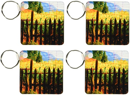 Porte-clés clôture en bois et maïs 3dRose, lot de 4 pièces de 5,7 x 11,4 cm