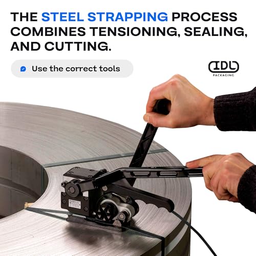 idl packaging 1234 x 02034 x 30039 steel strapping coil 1100 lbs break strength in self-dispensed ardboard box - portable strong banding with superior cut-resistance - heavy pallet strapping