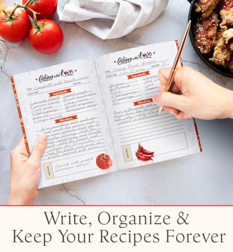 Image of Blank Recipe Book to Write Your Own Recipes | Hardcover 160 Pages | Family Cookbook Journal with Stickers | Gift for Moms, Food Lovers & Home Cooks