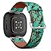 CJBROES Replacement Leather Watch Band, Compatible with Fitbit Versa 3 and Fitbit Sense of Wristband Bracelet Accessory - Ethnic Watercolor Endless