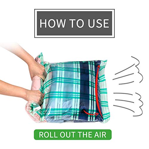 12 Compression Bags for Travel Vacuum Packing, Travel Space Saver Bags for Clothes, Travel Essentials Accessories (12-Travel)