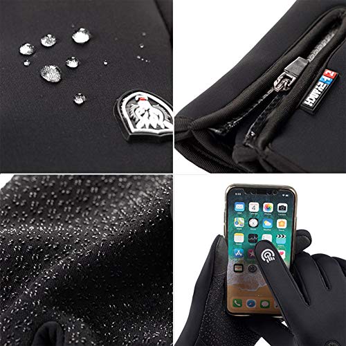 Sxxkuxuan Winter Warm Gloves Men Women Cycling Wkiing Windproof Waterproof Pu Leather Touchscreen Cold Weather Driving Gloves(Black-M) #TOP5