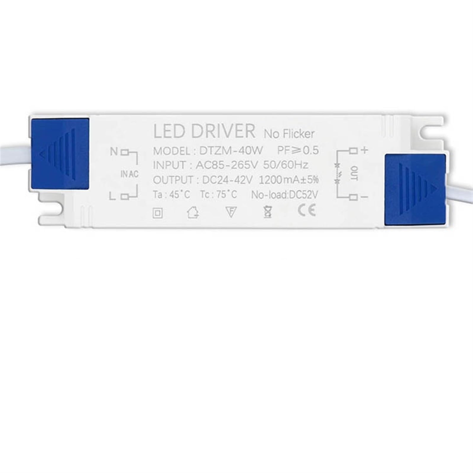 LED Power Supply Adapter 10W 20W 30W 40W 50W Lighting DC24-42V AC85-265V Panel lights For LEDs Driver No Flicker (Color : 40W DC24-42V 1200mA)
