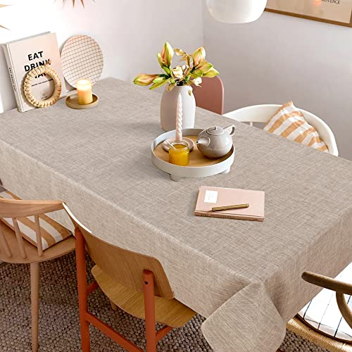 Fitable Nature Faux Linen Tablecloths Rectangle 60 X 84 Inch - 2 Pack Neutral Table Clothes For 6 Foot Tables, Wrinkle-Proof Faux Burlap Table Cover For Dining, Farmhouse, Outdoor Picnic, Camping #TOP1