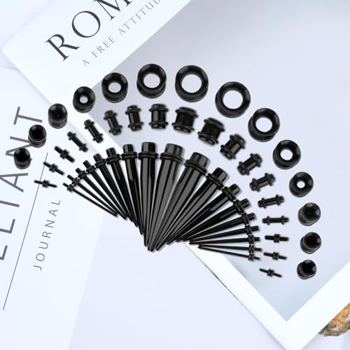 image for Okxiri 50 Pcs Ear Stretching Kit, Acrylic Gauges for Ears 14G-00G, Lig