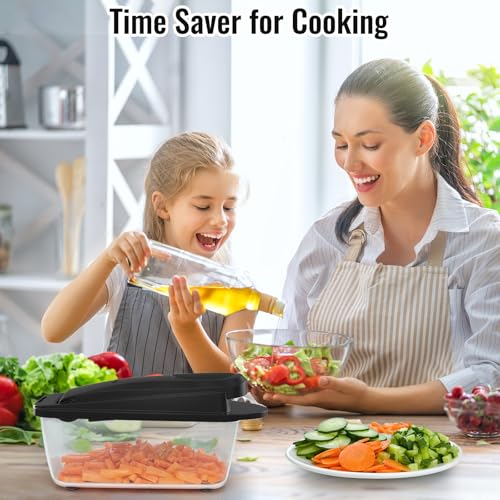 8 Blade All-in-1 Vegetable Chopper Mandoline Slicer with Container, Food Chopper, Onion Chopper, Veggie Cutter for Salad, Kitchen Gadgets Accessories Essentials, Black #1