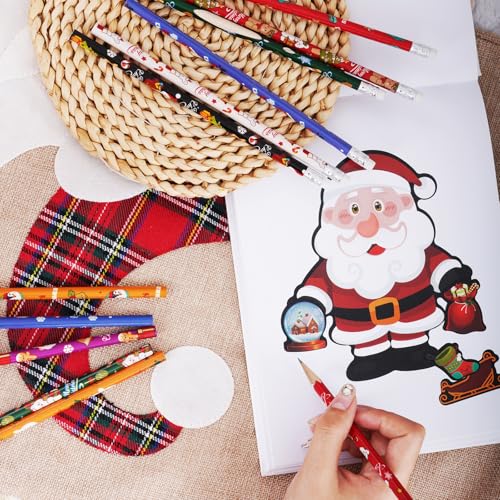 48 lápices navideños de madera con borrador miniatura 4