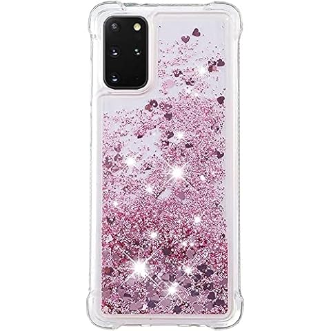 HOUSON Compatible with Samsung Galaxy S20 5G Glitter Case for Girls Women Bling Sparkle Floating Quicksand Soft TPU Luxury Pretty Phone Case,(Pink) Cover