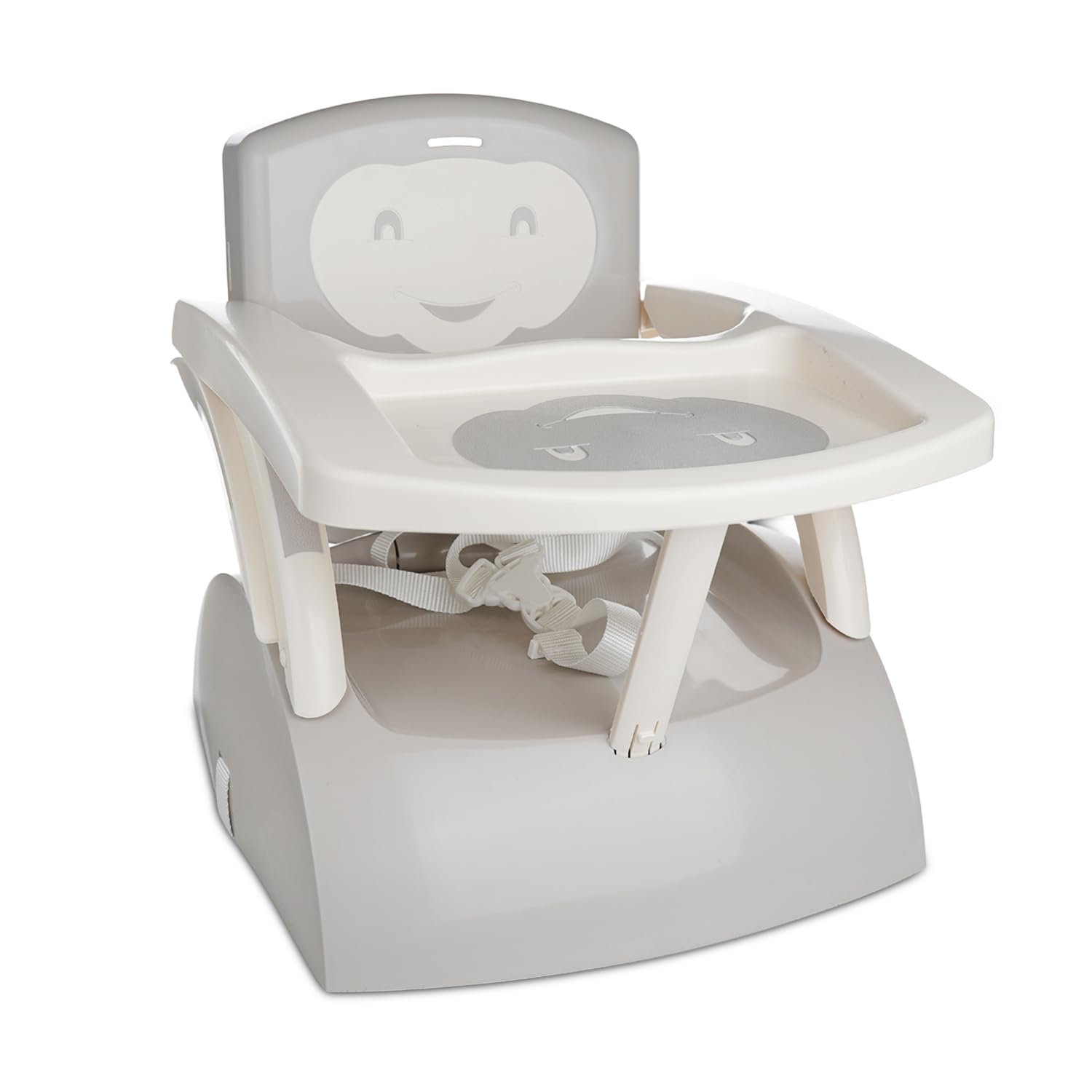 THERMOBABY Rehausseur de Chaise Évolutif 2en1 pour Enfant avec Tablette Amovible, Harnais 3 Points, Gris Velours
