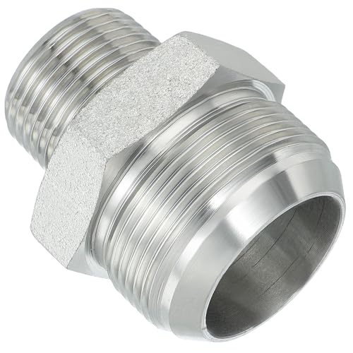 Image of PATIKIL Pipe Adapter Connector 1-7 /8 inch Male 74 Flare JIC x 1 inch Male R Pipe Fitting Oil Feed Restrictor Fitting Hydraulic Connector for Oil Steam Water Pipelines System