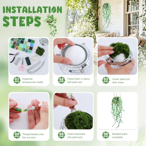 Perles en verre vert pour fabrication de bijoux et fleurs de plantes - 4