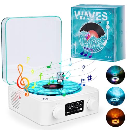 The Waves Vinyl Record Player, Giradischi In Vinile Bluetooth Con Effetto Di Onde D'Acqua, Giradischi Vinili Vintage, Lettore Vinili Con Bluetooth, Tf, Modalità Aux, Per Camera Da Letto, Feste, Gift
