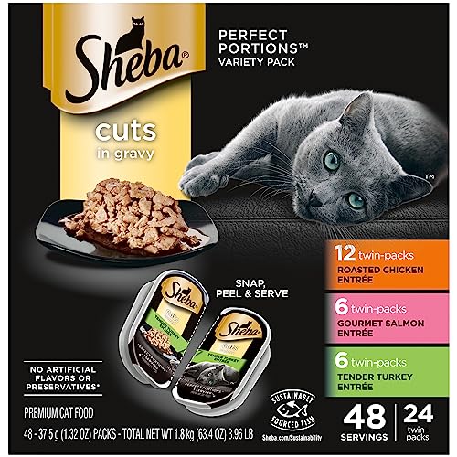 SHEBA PERFECT PORTIONS Cuts in Gravy Adult Wet Cat Food Trays (24 Count (pack of...