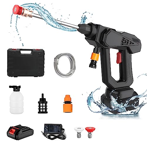Cordless Pressure Washer, 48V 300W Portable Pressure Washer with Rechargeable Battery & Charger, High Pressure Jet Washer with 5M Hose for Car Fence Floor Cleaning Watering