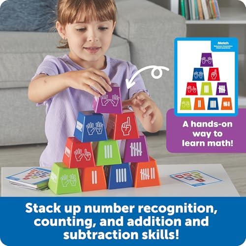 Learning Resources Number Stackers - Math Manipulatives, Addition and Subtraction Flash Cards, Counting Activities, Montessori, Fine Motor Skills, Problem Solving, Classroom Must Haves, Gifts for Kids - 4