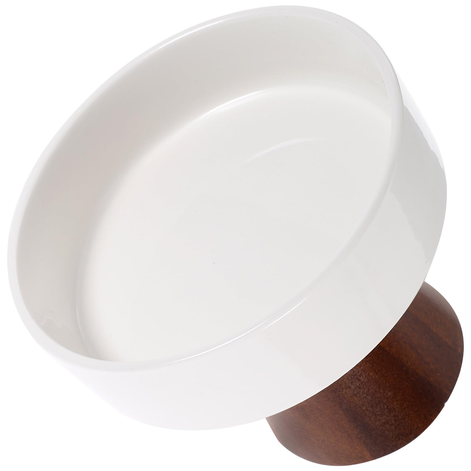 Operitacx Alzata per Torta in Ceramica con Base in Legno Bianco
