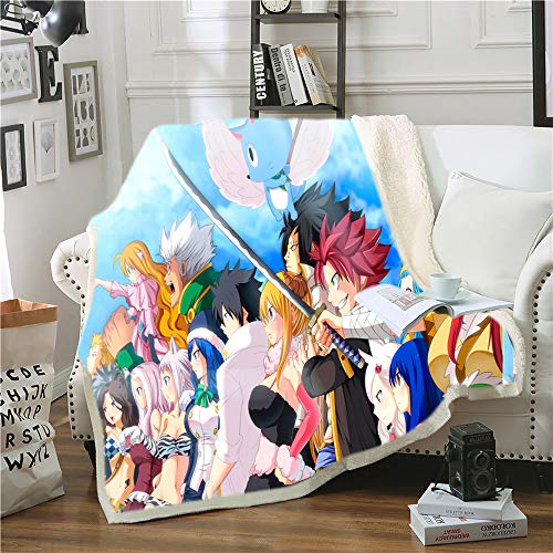 NICHIYO FAIRY TAIL Couverture en polaire pour adultes et enfants, 100% microfibre, pour canapé-lit et canapé (1,150 cm x 200 cm)