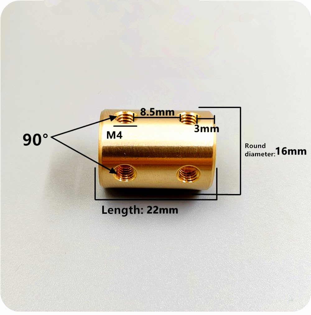 2pcs 7 x 7mm Motor Shaft Rigid Brass Sleeve Coupling Connector + Tighten Screws - Ideal for Motor to Wheel Connection (7X7MM)