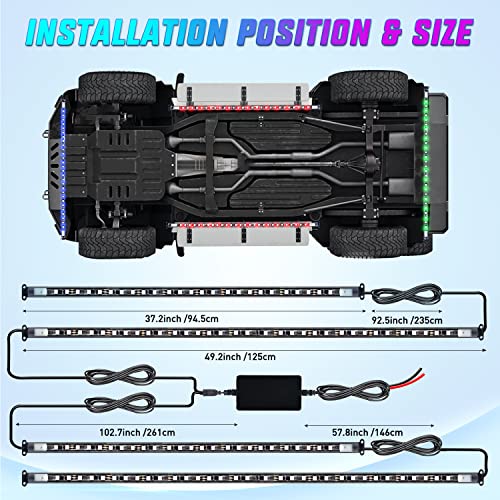 Nilight 4Pcs Car Underglow Neon Accent Strip Lights 256 Leds Rgb Multi Color Diy Sound Active Function Music Mode With App Control And Remote Control Underbody Light Strips, 2 Years Warranty #TOP3