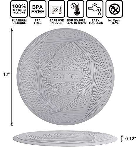 Image of Walfos 12-Inch Silicone Microwave Mat & Pot Holders, Non-Slip Heat Resistant for Oven, Hot Pot, Bowl