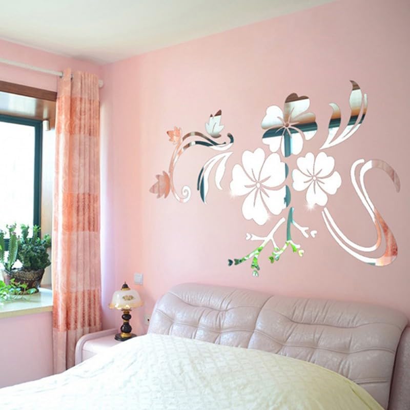 Sticker Mural Acrylique Miroir Argenté - Décoration Moderne Amovible Pour Salon, Chambre Ou Espace Commercial - 100 X 29 Cm