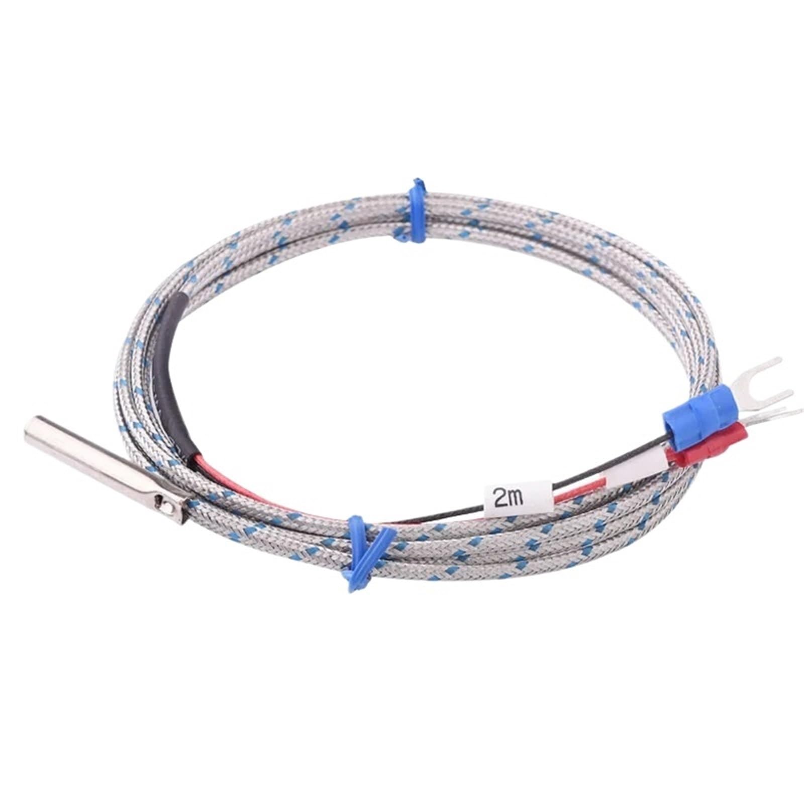 Sensor de Temperatura Tipo sonda termopar Tipo J, Cable de 2 m, 0-400 °C, for medir la Temperatura del Horno de Caldera.(Cable Length 2m)
