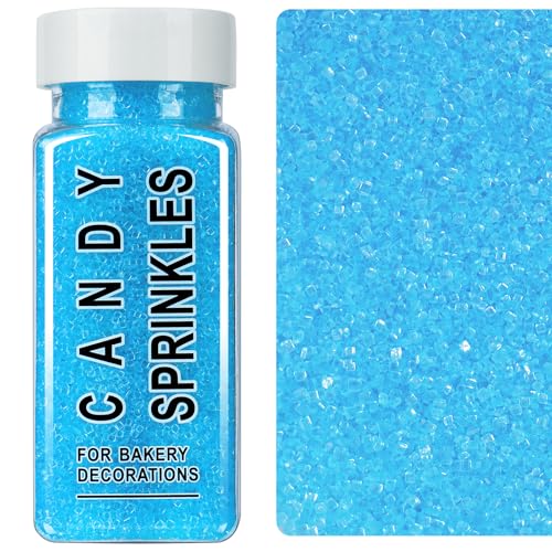 Image of Blue Sprinkles, Light Blue Sanding Sugar Crystals, 4.6 oz Edible Sparkling Sugar for Baking Topping, Cupcakes, Cookies, Ice Cream & Cake Decorating, Wedding Shower Party Christmas Supplies