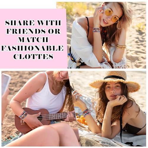 12 Pcs Boho Bracelets Woven Bracelet Set Braided Bracelets Adjustable String Bracelets Thread Bracelets Ankle Bracelets Friendship Bracelet for Women Men Teens4